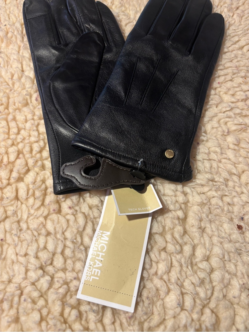 Michael Kors women’s Black Leather Tech Gloves xl